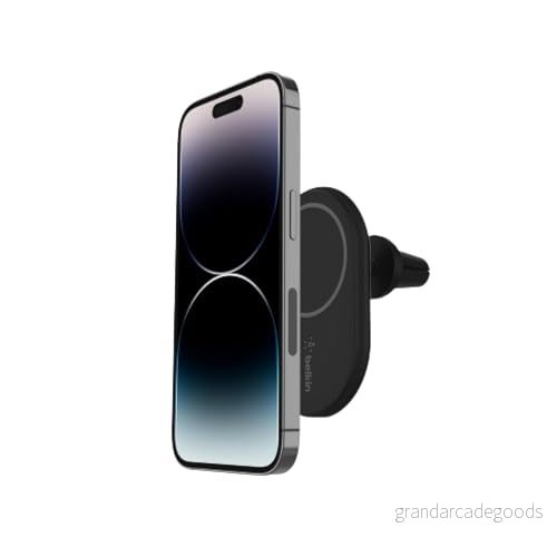 Belkin BoostCharge trådlös magnetisk bilhållare för telefon, kompatibel med iPhone 15, 15 Plus, Pro, Pro Max, 14, 13, 12 och fler MagSafe (kabel medföljer) 745883828746