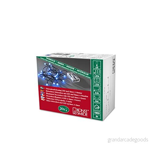 Konstsmide LED globeljuskedja, runda dioder, 6 h timer, 20 blå batteridriven, inomhus, svart kabel, 3 x AA 1,5 V (exkl.) 1491 407 7318304914071
