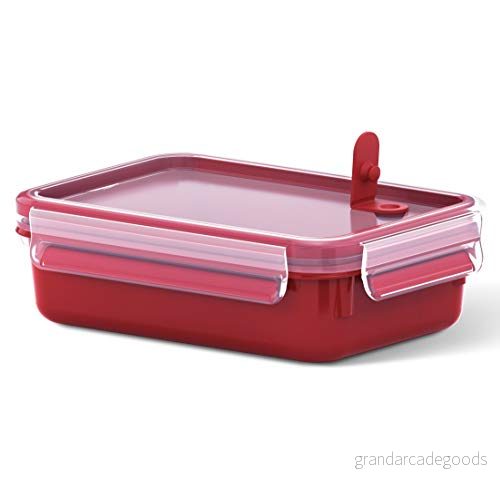 Emsa mikrovågsugn burkklämma & Micro 517772 Mikrovågsventil 0,8 L Lunchlåda Integrerad mätning Tillverkad i Tyskland Röd/Genomskinlig 4009049444628