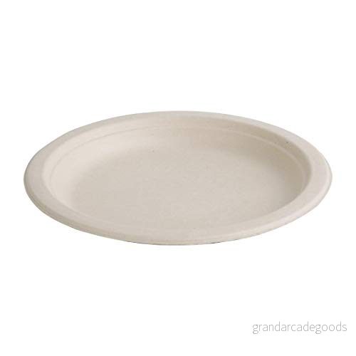 Fiesta grön komposterbara bagasse runda tallrikar naturlig färg 260 mm (förpackning med 50) 5050984622618