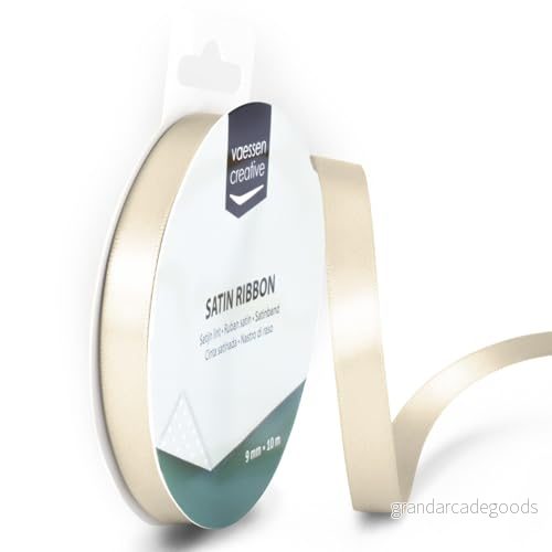 Vaessen Creative Satin Ribon, tyg, Elfenben, 9 mm 8716052232758