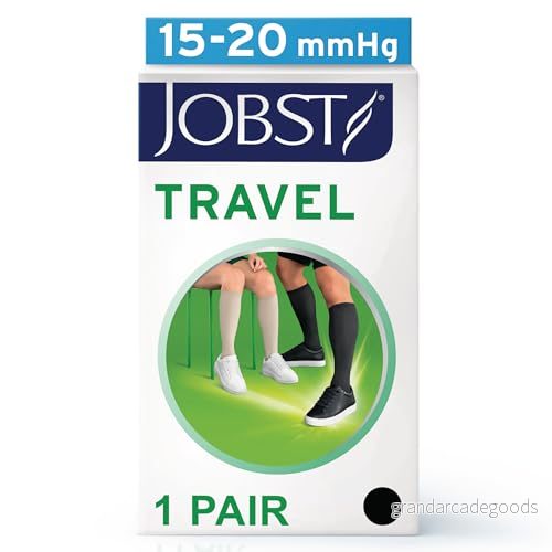 JOBST Resestrumpor för kvinnor och män hjälper till att förhindra resetromboser mjuka, andas tack vare 33% bomull, svart, storlek 3 4042809140477