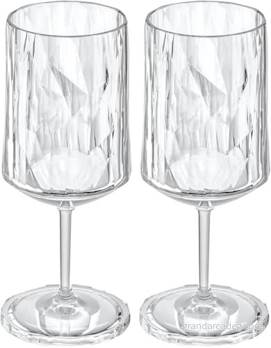 koziol Superglas Club No. 4, 2 pack, 300 ml, vin & aperitifglas med fot i kristallklar plast, lyxigt, okrossbart, återanvändbart, för fest och camping 4002942543863