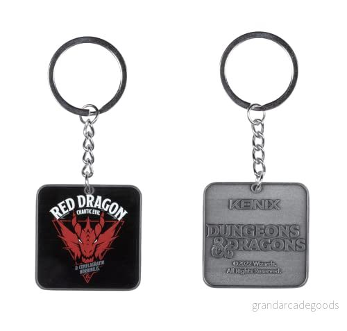 Konix Dungeons & Dragons nyckelring, design "Röd drake", svart, Einheitsgröße 3328170294294