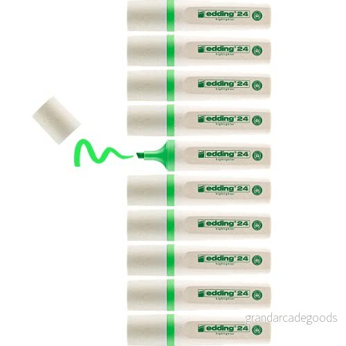 edding 24 EcoLine Textmarkör 10 pack ljusgrön kilspets Neon highlighter för markering och av text 4004764917709