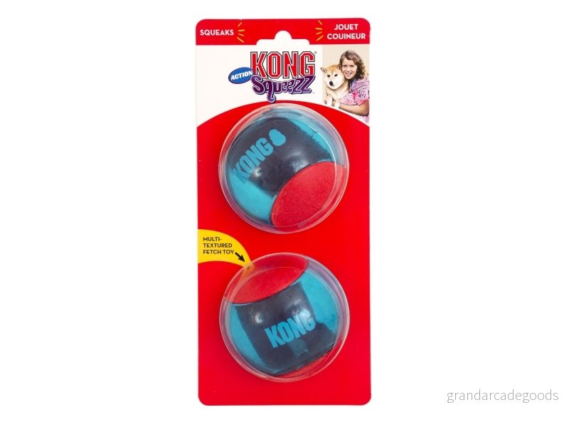 KONG Dog Toy Squeezz Action Ball Red Large (2 Pack) 35585464022