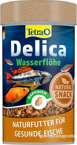 Tetra Delica Daphnia naturfoder 100% soltorkad vattenloppa, naturliga snacks för prydnadsfisk, 100 ml burk 4004218734043