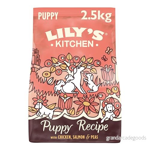 Lily's Kitchen tillverkad med naturliga ingredienser, torrfoder för valpar, lax och ärter, spannmålsfritt recept 2,5 kg påse 5060184240727