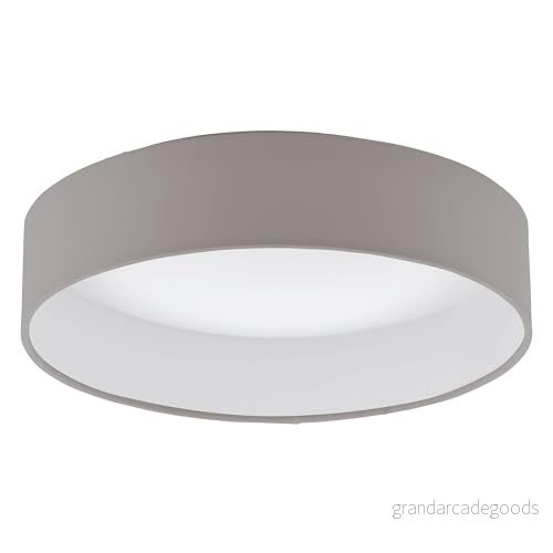 EGLO LED taklampa Palomaro, tyg, vardagsrum av textil, plast, färg: taupe, vit, Ø: 32 cm 9002759939496