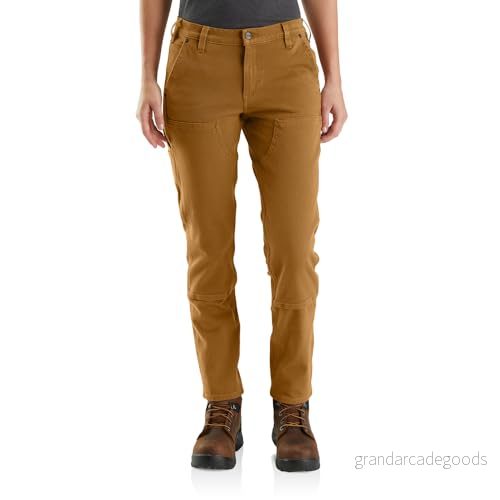Carhartt Dam robust flex avslappnad passform twill dubbel framsida arbetsbyxa, brun, 16W 192776335230