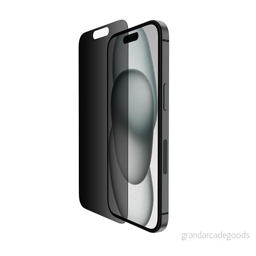 Belkin ScreenForce insynsskydd ytbehandlat skärmskydd av TemperedGlass för iPhone 15 och 14 pro tunt reptåligt inkluderar monteringsform applicering utan luftbubblor 745883871063