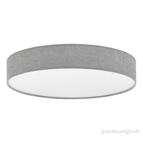 EGLO LED-taklampa ROMAO, armatur i stål med en flamma, plast, textil vitt, grått, fjärrkontroll, färgtemperaturförändring (varm, neutral, kall), nattlampa, dimbar, Ø 57 cm 9002759977795