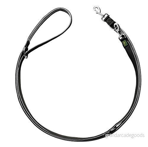 HUNTER neopren justerbar ledarkoppel för hundar, nylon, vadderad, sport och fritid, 1,5/200 cm, svart/grå 4016739623010