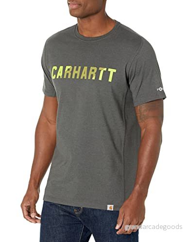 Carhartt Män, Force Relaxed Fit, Midweight kortärmad block, logotyp, grafisk t shirt, Kolljung, L 195836134507