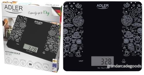 Adler AD 3171, Elektronisk köksvåg, 10 kg, 1 g, Svart, Glas, Rektangel 5903887801591