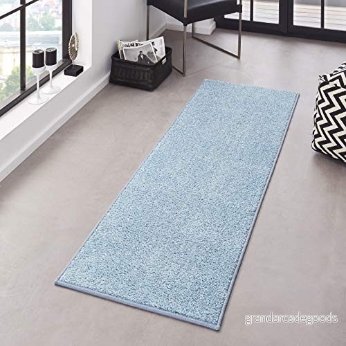 HANSE Home Pure Matta vardagsrumsmatta tät kort lugg robust sovrumsmatta enfärgad modern för matsal, vardagsrum, barnrum, hall, sovrum, kök blå, 80 x 150 cm 4260482440725