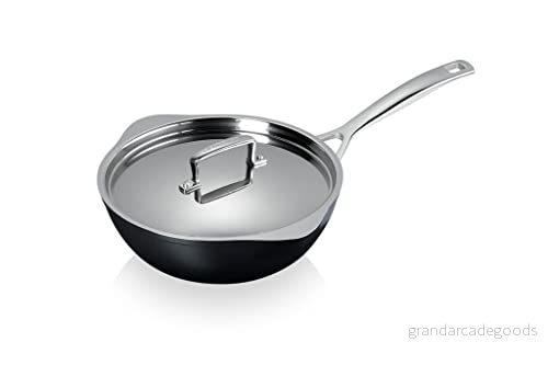 LE CREUSET Toughned non-stick stekpanna med pip och lock, 24 x 8,5 cm, silver, 51101240013100 630870320221