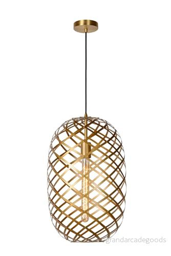 Lucide Tungsten pendellampa Ø 32 cm, matt guld 5411212211170