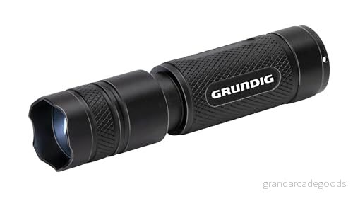 Grundig LED ficklampa 400 lumen 10 W 200 m räckvidd 3 ljuslägen: hög, låg, pulserande svart/orange 8711252235653