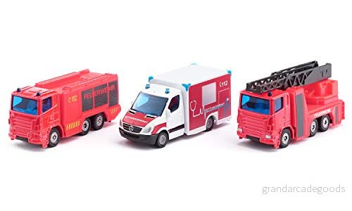 siku 6326, Räddningstjänstkit, Metall,plast, Röd,vit, Med rörliga delar 4006874063260