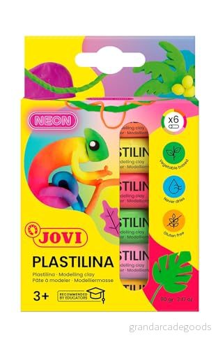 Jovi Playdough set, 6 pinnar á 15 gram, neonfärgad, glutenfri (90/6F) 8412027031905