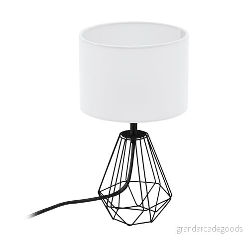 EGLO bordslampa CARLTON 2, vintage med 1 ljuskälla, lampa för nattduksbord av metall och tyg, färg: svart, vit, sockel: E14, inkl strömbrytare 9002759957896 EGLO bordslampa CARLTON 2, vintage med 1 ljuskälla, lampa för nattduksbord av metall och tyg, färg: svart, vit, sockel: E14, inkl strömbrytare 9002759957896