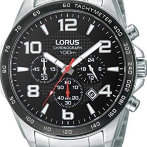 Lorus Sport herrklocka kronograf rostfritt stål med metallband RT351CX9, Silver/svart, Armband 4894138316869