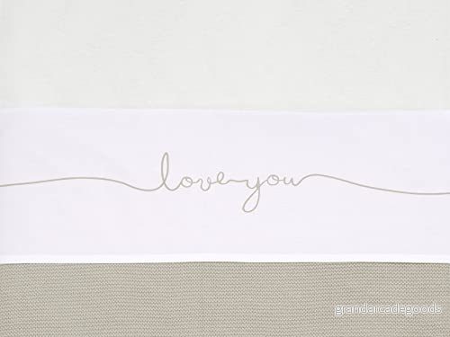 Jollein Bomull Love You tryckt lakan, 150 cm Längd x 120 Bredd, Beige 8717329358669