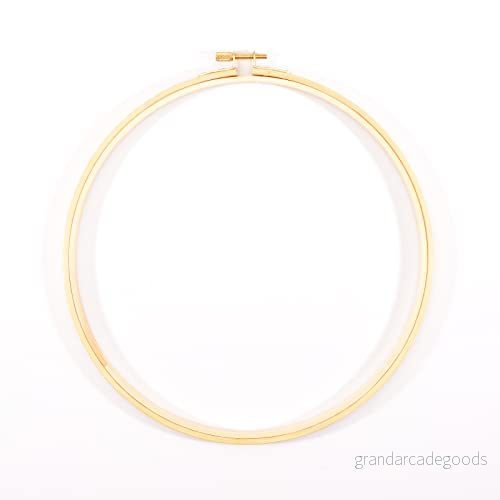 Vaessen Creative Broderad trumma i bambuträ, Ø25 cm, cirkel, korsstygnsram, kronring för makrame, krok, bohemisk dekoration och mer 8716052231386