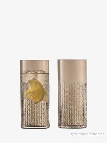 LSA Wicker Highball 400 ml brungrå set med 2 munblåst och handgjort glas WR06 5012548570926