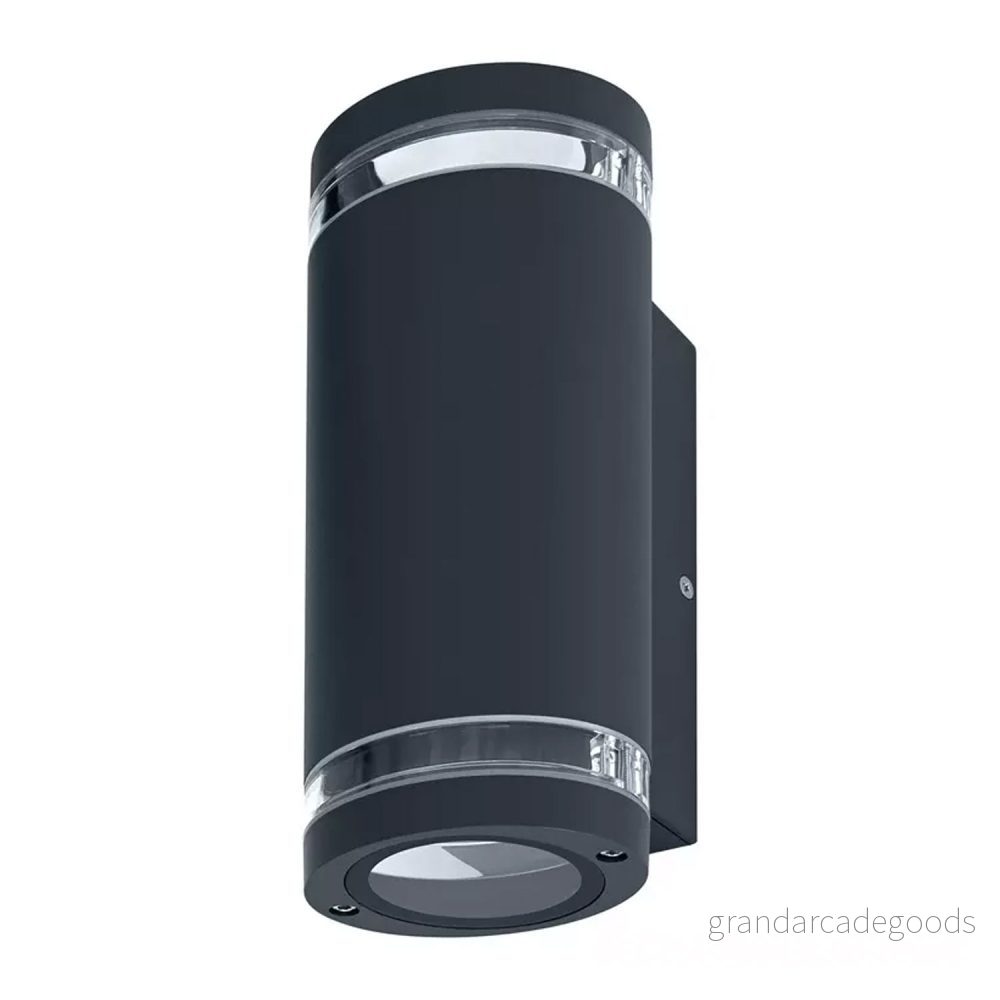 LEDVANCE LED vägglampa för 2 x GU10 lampor, designlampa utomhusbruk, 2-sidig indirekt belysning med genomskinliga ringar, tillverkad av aluminium i mörkgrå, ENDURA BEAM GAP Wall UpDown 4058075554559