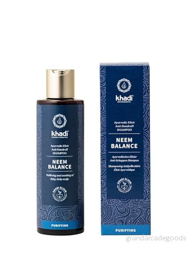 khadi neem balance Ayurvedisk schampo, 100% naturlig, silikon- och sulfatfri, mot mjäll klåda, lugnar inflammatorisk kliande hårbotten, vegansk hårvård, naturkosmetik, 200 ml 4260672890132