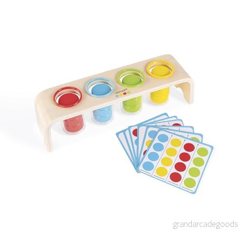 Janod Essential Colours Sorting Wooden Early Learning Educational Game Teaches and Fine Motor Skills Water Based Paint Ages 2 Up, J05066 3700217350666