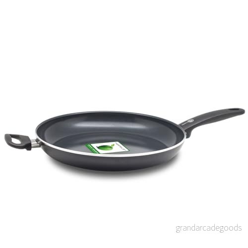 GreenPan stekpanna, non-stick keramisk köksredskap, alla hällar + induktion, ugn- och diskmaskinsäker - Ø 32 cm, svart 4895156646563