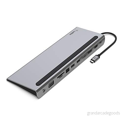 Belkin USB C hubb 11 i 1 multiPort adapter med 4K HDMI, DP, VGA, 100 W PD genomströmmande laddning, 3 A, Gigabit Ethernet, SD, MicroSD, 3,5 mm portar för MacBook* Pro, Air, iPad, XPS, fler 745883819843