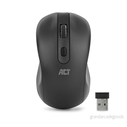 ACT trådlös mus optisk sensor 1000 DPI 2,4 Ghz USB mottagare tumhandtag vänster och högerhänta användare lätt AC5105 8716065490688