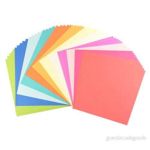 Vaessen Creative Florence Cardstock papper, färgblandning sommar, 216 gram/m², kvadratisk, 30,5 x cm, 60 stycken, släta, för scrapbooking, korttillverkning, stansning och andra pappershantverk 8716052226771