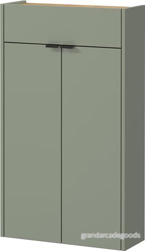 GERMANIA DIE MÖBELMACHER hängande multifunktionsskåp 1397 629 GW Ameca, i brungrått grön/ek, lågt djup, perfekt för smala korridorer, 56 x 97 22 cm (B H D) 4005949139763