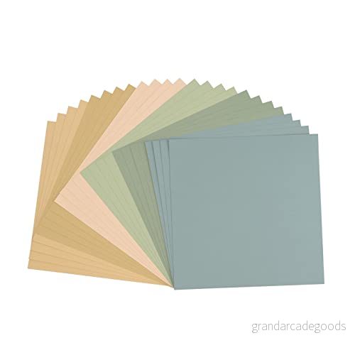 Vaessen Creative Florence Cardstock papper, färgmix strandtoner, 216 gram/m², kvadratisk, 30,5 x cm, 24 stycken, konsistens, för scrapbooking, korttillverkning, stansning och andra 8716052217083