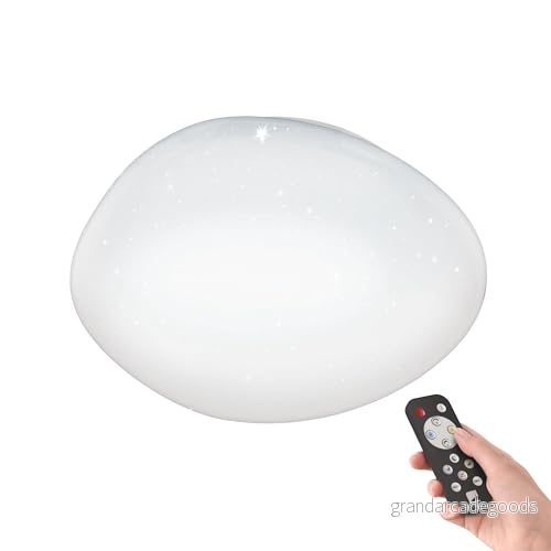 EGLO Access LED-taklampa Sileras-A, 1 glödlampa vägglampa med kristalleffekt av stål och plast, vit, fjärrkontroll, färgtemperaturförändring (varm, neutral, kall), dimbar, Ø 45 cm 9002759982270