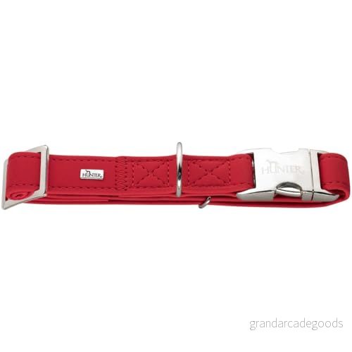 HUNTER SOFTIE ALU STRONG hundhalsringning, hundhalsband, konstläder, aluminium klickstängning, M, röd 4016739603616