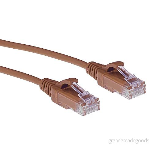ACT CAT6 nätverkskabel, U/UTP LSZH LAN kabel tunn 3,8 mm smal linje, flexibel snagless Ethernet med RJ45 kontakt, för användning i datacenter, 1 meter, brun DC9201 8716065510430