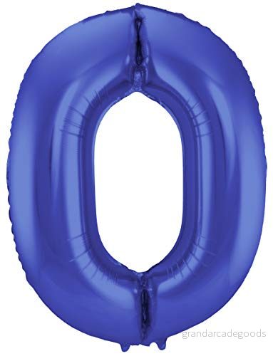 Folat Blå metallfolie ballong nummer 0 86cm 8714572659208