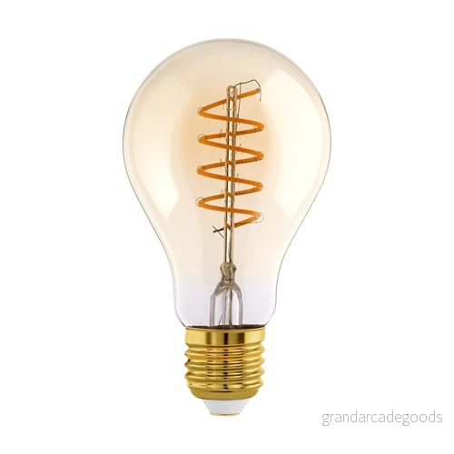 EGLO E27 LED-lampa dimbar, glödlampa med spiralfilament, bärnstensfärgad ljuskälla för retrobelysning, 4 Watt (motsvarar 25 Watt), 245 Lumen, 2200 K, Edison A75, Ø 7,5 cm 9008606228102