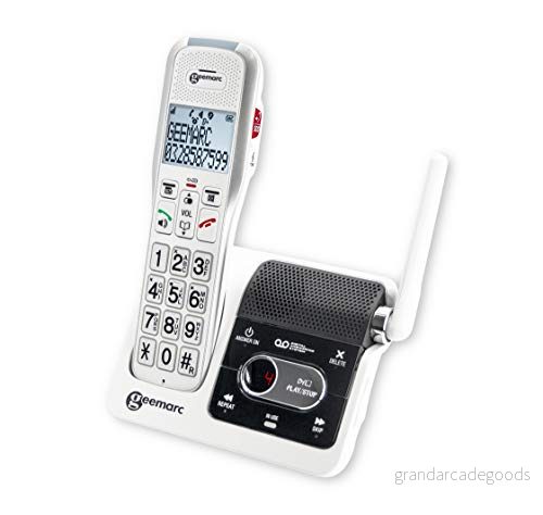Geemarc Amplidect 595 U.L.E seniortelefon med förstärkt mottagningstjocklek, telefonsvarare, SOS funktion och integrerat intercom medium till tung hörselförlust version DE 3521350009187