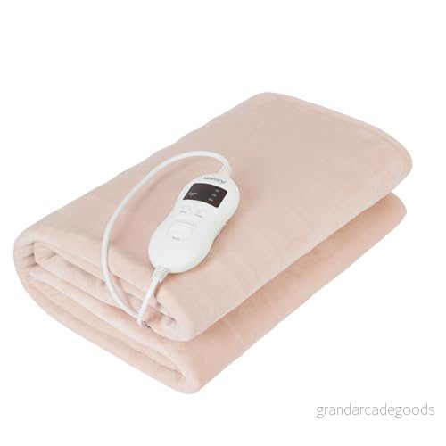 Camry CR 7423 Elektrisk enkelvärmeundersäng, sängvärmare 150 x 80 cm dubbelsäng, 8 temperaturnivåer, timer, säkerhetssystem, tvättbar, fleece, beige, 60 W 5902934832502