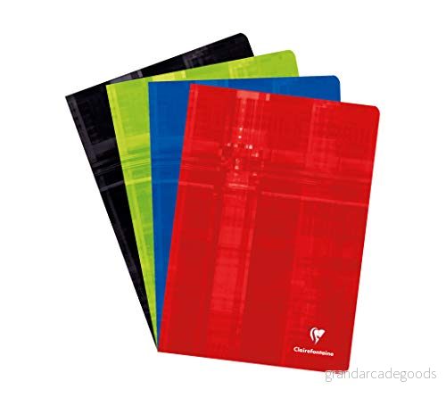 Clairefontaine 63122C en häftad anteckningsbok A4 21 x 29,7 cm 80 sidor små rutor vitt papper 90 g laminerat kortfodral slumpmässig färg 3329680631227