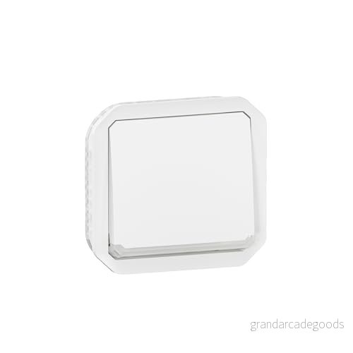 LEGRAND, Plexo ny användning, våtrums ytmonterad 1 vägs växelströmbrytare med kontrollfunktion, integrerad indikatorlampa, 10 ampere, 250 volt, IP55 IK07, färg: Ultravit, 069612L 3414971880122