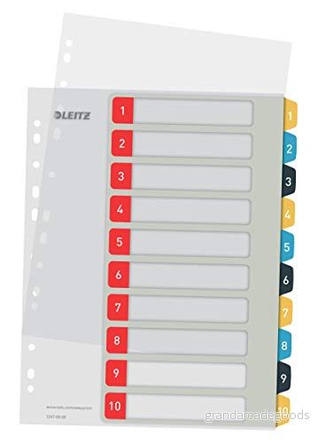 Leitz Cosy A4 Register för Utskrift 1 10, Rejäl och Slitstark, Flerfärgad, Serien, 12470000 4002432125111