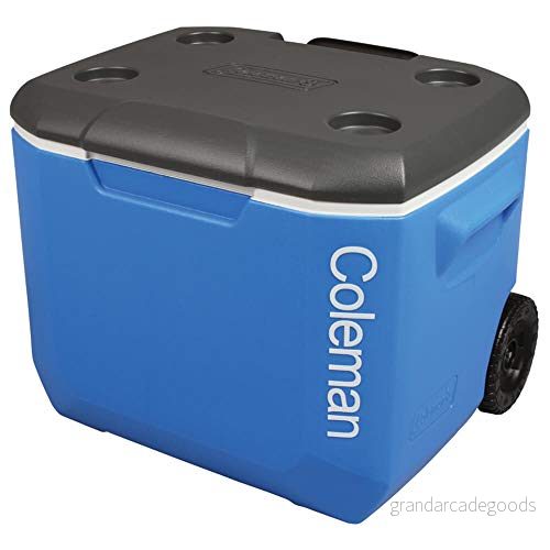 Coleman Performance Wheeled Cooler 60 QT kylskåp, rullkylare, 56 l isolerad låda med hjul, håller svalare i 4 dagar, låda, bärbar islåda hjul 3138522115005